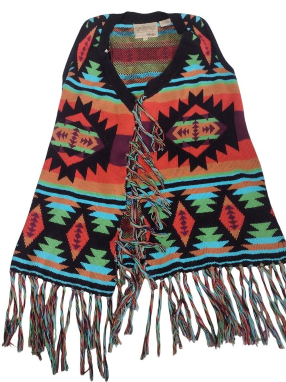 Powder River Outfitters Southwest Fringe Sweater Vest M Aztec Panhandle Boho